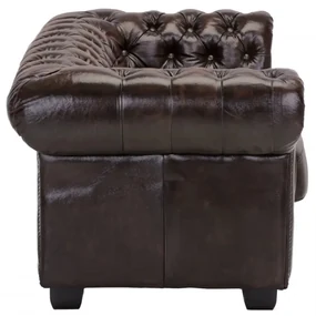 furniture-nabytek.cz - Dvojmiestna pohovka Chesterfield z pravej kože, hnedá