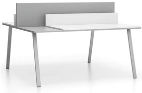 PLAN Kancelársky písací stôl DOUBLE LAYERS, posuvná vrchná doska, s prepážkami, biela/sivá