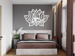 Drevená samolepka lotusového kvetu s okom - Biela