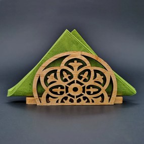 AMADEA Drevený stojanček na obrúsky s orientálnym motívom, masívne drevo, 12,5x6,5x3,5 cm