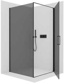 CERANO - Sprchovací kút Porte Ľ/P - 8 mm - čierna matná, grafitové sklo - 90x80 cm - krídlový, CER-CER-8050BD7494