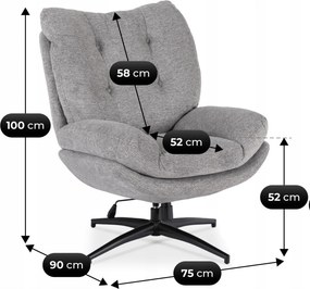 Otočné relaxačné kreslo ORVIO s podnožkou – sivé
