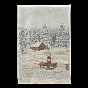 VIANOČNÝ GOBELÍNOVÝ BEHÚŇ NA STÔL VILLAGE 40X100 CM VZOROVANÁ
