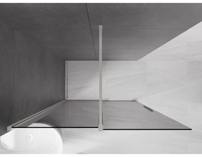 Mexen Velar, sprchová zástena s posuvnými dverami Walk-in 140 x 200 cm, 8mm šedé sklo, brúsená oceľ, 871-140-000-43-97