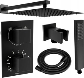 Mexen Cube DR02 podomietková sprchová súprava s dažďovou hlavicou 25 cm, čierna - 77502DR0225-70