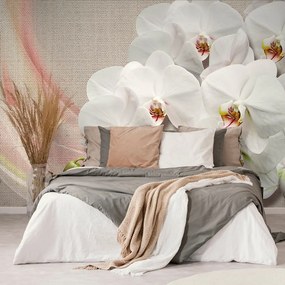Samolepiaca tapeta biela orchidea na plátne - 150x100