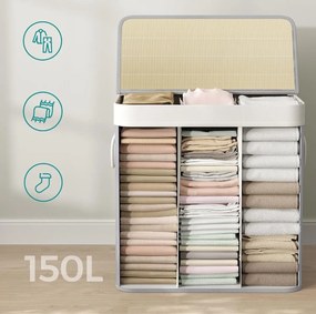 Koš na prádlo Luxo 150 l šedý/bambus