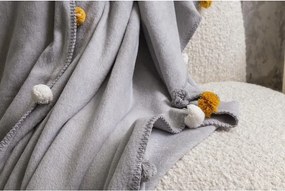 Sivý fleecový pléd 150x200 cm Pom Pom – Mijolnir