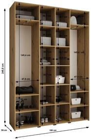 Šatníková skriňa 180 cm Carmela 50-4 (biela + čierna). Akcia -20%. Vlastná spoľahlivá doprava až k Vám domov. 1126841