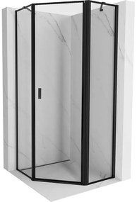 Mexen Mist, päťuholníkový sprchový kút, pravý 80 x 80 cm, číre sklo-čierny rám, 8A8-080-080-70-70-P