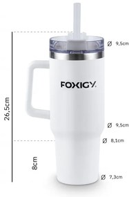 Foxigy Termohrnček do auta so slamkou 1200 ml White