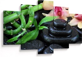 Obraz - Kamene a orchidey (150x105 cm)
