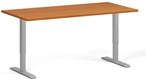 Výškovo nastaviteľný stôl, 160x80 cm, 2 motory, sivá podnož, čerešňa
