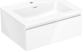 Mexen Orio, kúpeľňová skrinka 60 cm s umývadlom Otis, 1 zásuvka, biela lesklá, 91A10-06023-1-BF00-W18M00