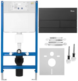 Rea Rea, podomietkový WC systém K011A-Q + čierne splachovacie tlačidlo typ T, KPL-E0056