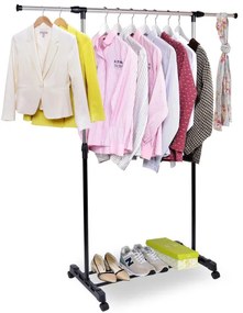 Vešiakový stojan na kolieskach LUKI čierny