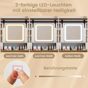 Toaletný stolík s LED osvetlením 3 farby s nastaviteľným jasom kozmetický stolík biely