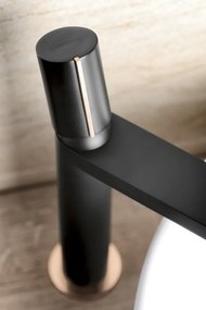 Sapho Sapho, KAISA stojánkova umývadlová batéria bez výpuste, vysoká, 235 mm, čierna matná-ružové zlato, ZT091