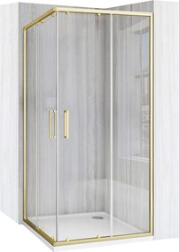 Štvorcový sprchový kút REA CITY 90x90 zlatá/transparent + vanička Savoy biela