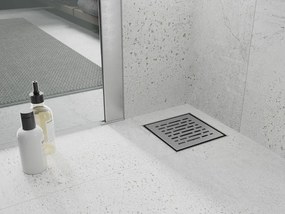 Mexen Flat-Q M01 štvorcová podlahová vpust 15 x 15 cm, brúsená oceľ - 1010315