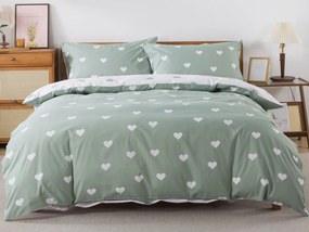XPOSE® Bavlnené Renforcé obliečky SRDCOVKA DUO - biele/tmavo zelené