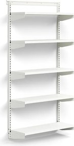 Nástenný regál RELY, základná sekcia, oceľové police, 1800x900x300 mm, biela