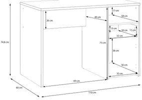 Písací stôl URO dub artisan/biela