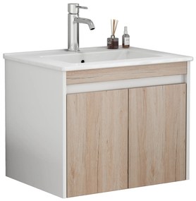 Závesná skrinka pod umývadlo Houseland Morvia 60 cm biela/dub