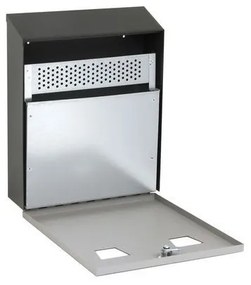 Oceľový závesný popolník na stenu 3 l, čierna/strieborná