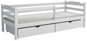 Detská posteľ z masívu borovice MIKULÁŠ so šuplíkmi - 200x90 cm - BIELA