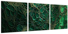 Obraz - Zelený mikroskopický záber (s hodinami) (90x30 cm)