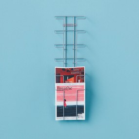 Nástenný stojan na prospekty / časopisy PRINT, 6 x A4, strieborný