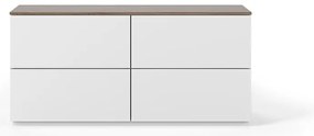 Biela komoda so zásuvkami a doskou v orechovom dekore, 120 x 54 cm Join - TemaHome