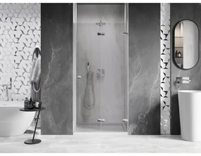 Mexen, Mexen Lunar-F pravé sklápacie sprchové dvere 75 cm, transparentné, chróm - 836-075-000-01-00-P