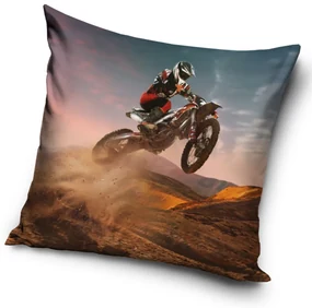 DETSKÁ DEKORAČNÁ OBLIEČKA NA VANKÚŠ MOTOCROSS 40X40 CM VZOROVANÁ