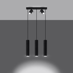 Závesné svietidlo Ring 3, 5x čierne kovové tienidlo