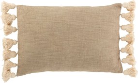 Taupe vankúš so strapcami a výplňou Pompom - 50*35cm
