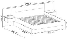 Manželská posteľ 160 cm Lewell (s čelným rámom) (s roštom a úl. priestorom) (wenge). Vlastná spoľahlivá doprava až k Vám domov. 1092114