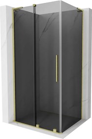 Mexen Velar L, sprchový kút s posuvnými dverami 120 x 100 cm, 8mm šedé sklo, zlatá matná, 871-120-100-43-55