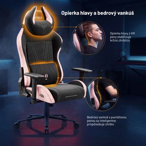 Herné kreslo z textílie Normal Size, čierno-ružové: Diablo X-Horn 2.0 Akira Pink