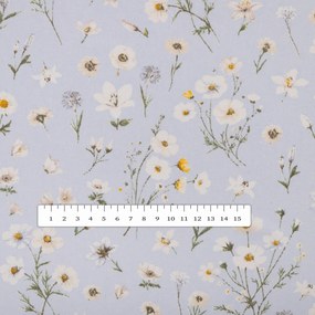 Biante Bavlnený obdĺžnikový obrus Sandra SA-617 Margarétky na svetlo modrom 50x100 cm