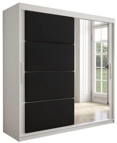 Skriňa Tapi 200 Biely/Čierna ekokoža