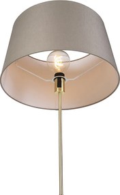 Stojaca lampa zlatá/mosadzná s tienidlom z ľanu taupe 45 cm - Parte