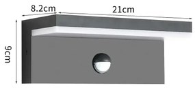 Brilagi-LED Vonkajšie nástenné svietidlo so senzorom TESSI LED/10W/230V antracit IP54