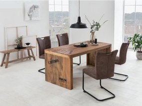 furniture-nabytek.cz - Masívna jedálenská súprava Hankey so 4 stoličkami Kenton, mango/textil/kov, lakovaná, hnedá/čierna