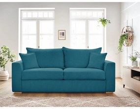 Modrá menčestrová rozkladacia pohovka 225 cm Augustin – Bobochic Paris