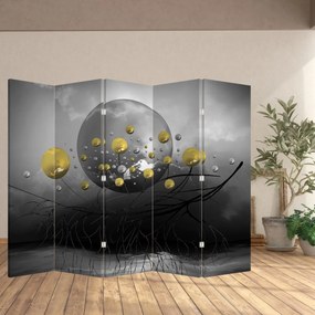 Paraván - Zlaté abstraktné gule (210x170 cm)