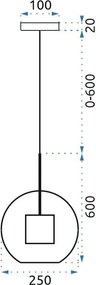 Toolight - závesná sklenená lampa APP555-1CP 25cm, zlatá, OSW-08748