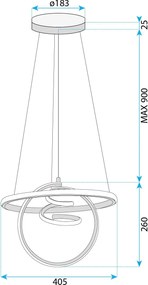 Toolight Toolight, LED závesné svietidlo 3x20W, 4000K, G066-CP, zlatá lesklá, OSW-08699