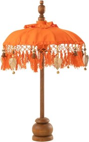 Oranžový slnečník na stôl so strapcami a drevenou tyčou Dayu Wood - ∅ 14*85 cm
